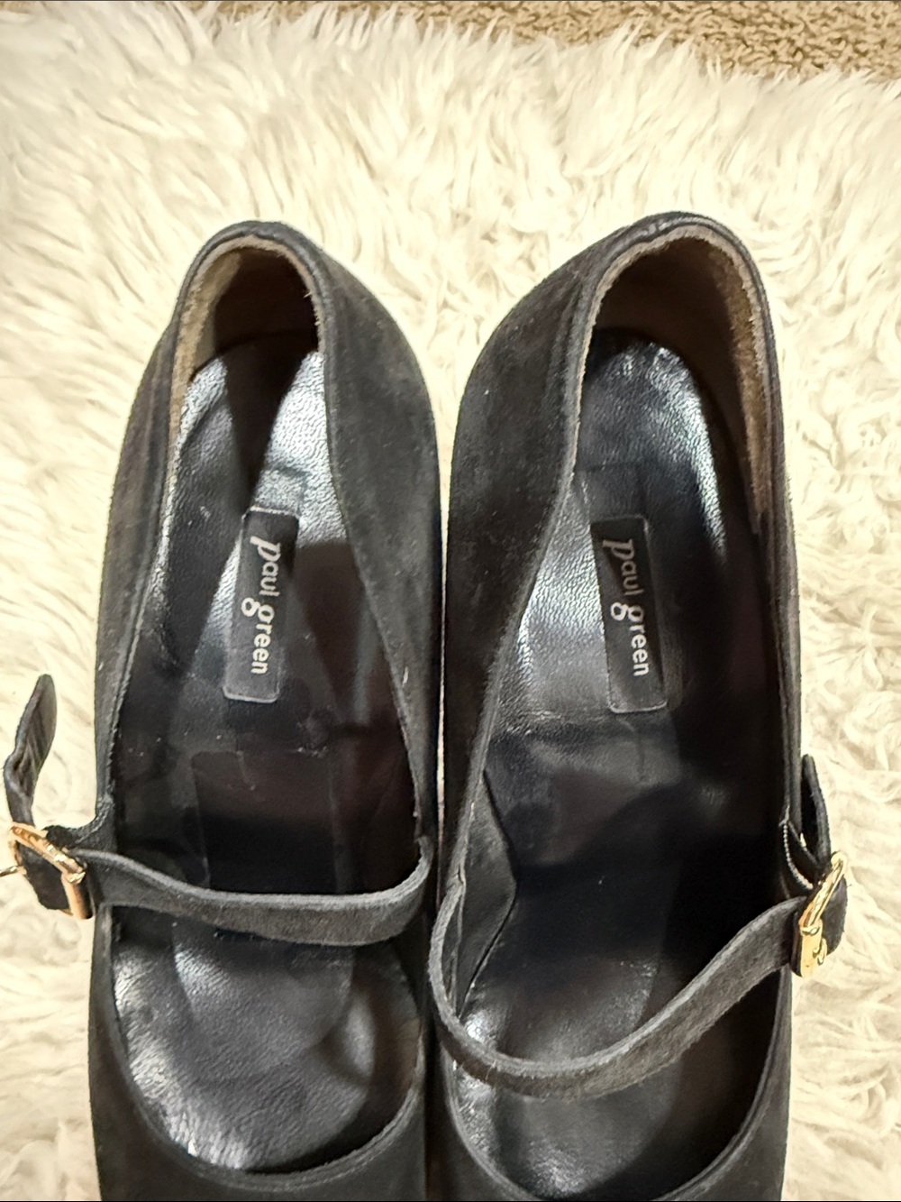 Paul Green Black Suede Nadia Mary Jane Block Heel Pumps Size 8 - Picture 7 of 10
